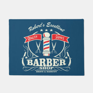 Barbershop Friseur Stylist Blau Fußmatte
