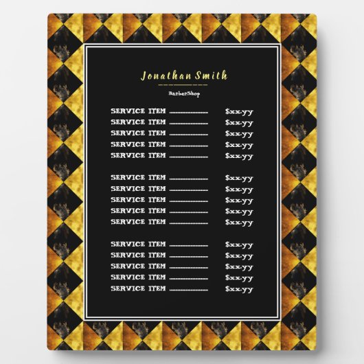 Barbershop für Schwarz und Gold Fotoplatte (Vorderseite)