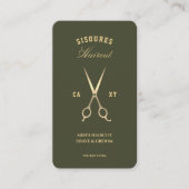 Barbershop Gold Barber Scheren Army Green Luxe Visitenkarte (Vorderseite)