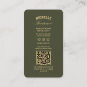 Barbershop Gold Barber Scheren Army Green Luxe Visitenkarte (Rückseite)