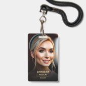 Barbershop Gold Barber's Pole Mitarbeiter ID Ausweis (Vorderseite mit Schlüsselband)