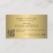 Barbershop gold navy pole scissors barber QR code Visitenkarte (Rückseite)
