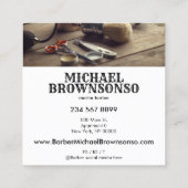 BarberShop Haarstylist Rustikales Foto Quadratische Visitenkarte (Rückseite)