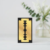 Barbershop Hair Black Gold Razzia Blade Barber Sho Visitenkarte (Stehend Vorderseite)