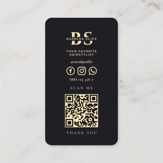 Barbershop Haircut Haarstylist Barber's Pole Black Visitenkarte (Rückseite)