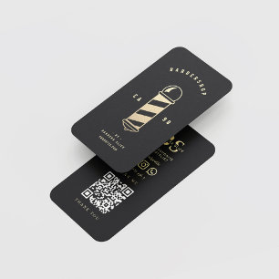 Barbershop Haircut Haarstylist Gold Barber's Pole Visitenkarte