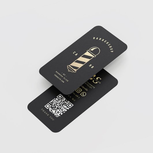 Barbershop Haircut Hairstylist Gold Barber's Pole Visitenkarte