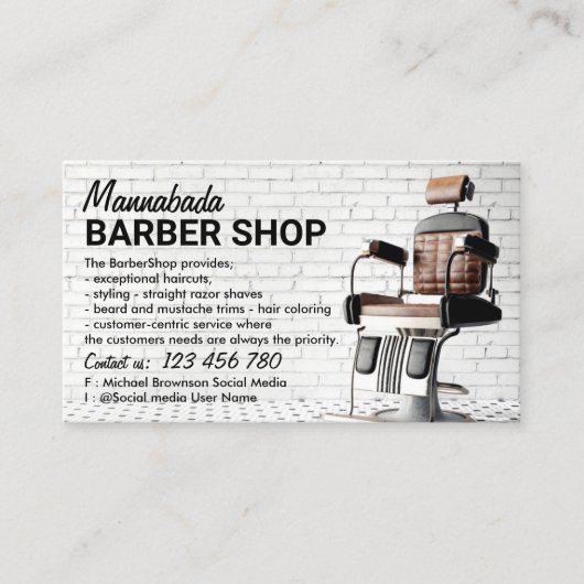 Barbershop Hipster Salon Visitenkarte (Vorderseite)