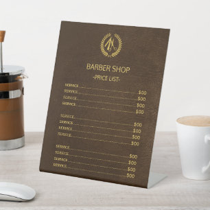 Barbershop Imitats Preisliste für braunes Leder Sockelschild