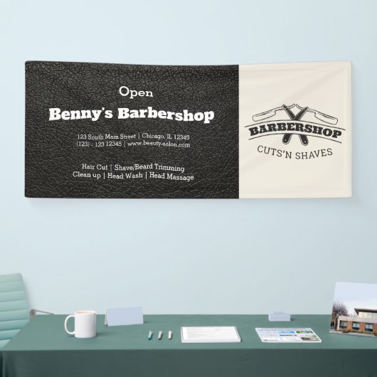 Barbershop Leder Look Banner (Messe)