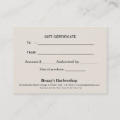 Barbershop Leder Look Geschenk Zertifikat (Rückseite)