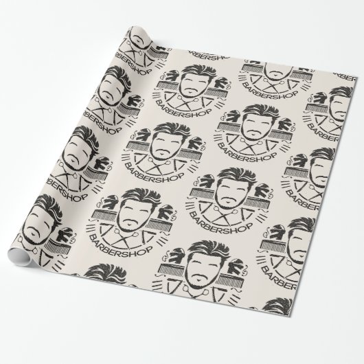 Barbershop Leder Look Geschenkpapier (Ungerollt)