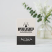 Barbershop Leder Look Termin Karte (Stehend Vorderseite)