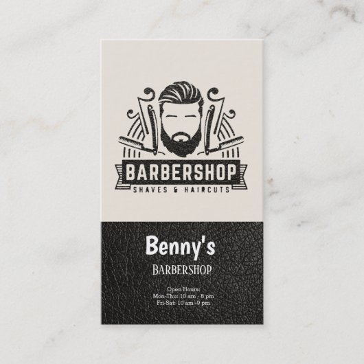 Barbershop Leder Look Visitenkarte (Vorderseite)