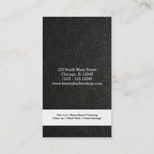 Barbershop Leder Look Visitenkarte (Rückseite)