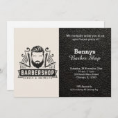 Barbershop Leder sieht geöffnet aus Einladung (Vorne/Hinten)