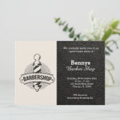 Barbershop Leder sieht geöffnet aus Einladung (Stehend Vorderseite)