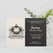 Barbershop Leder sieht geöffnet aus Einladung (Stehend Vorderseite)