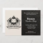 Barbershop Leder sieht geöffnet aus Einladung (Vorne/Hinten)