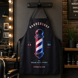 Barbershop Leuchtendes Fett Blau Roter Stangenlogo Schürze