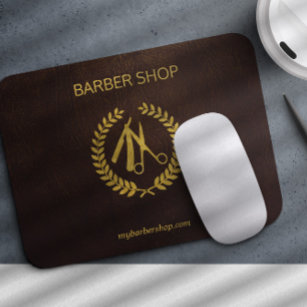 Barbershop-Logo und Name personalisiertes Braungol Mousepad