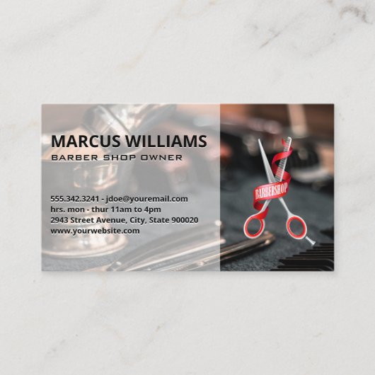 Barbershop-Logo | Workstation Business Card Visitenkarte (Vorderseite)
