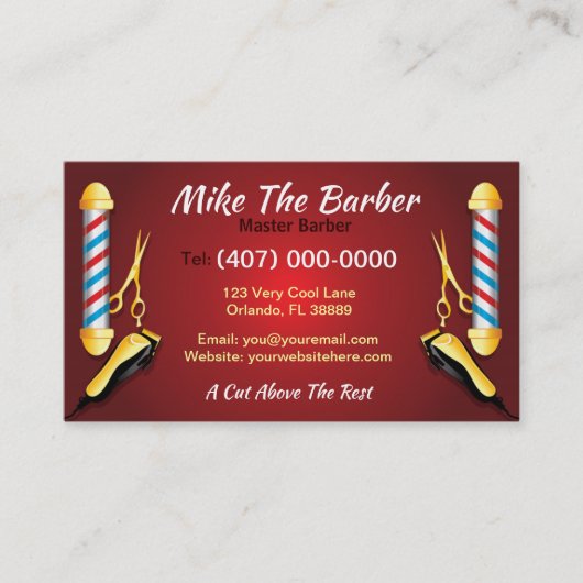 Barbershop Loyalty Card (Barber Pol und Clippers) Visitenkarte (Vorderseite)