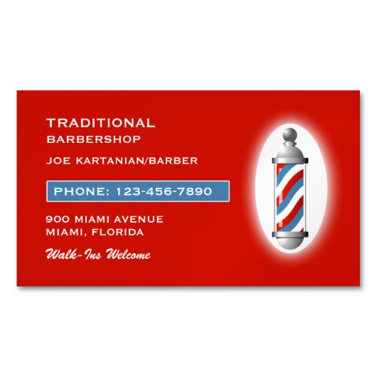 Barbershop Magnetische Visitenkarte (Vorderseite)
