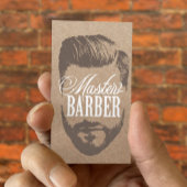 Barbershop Master Barber Rustic Kraft Hair #2 Visitenkarte