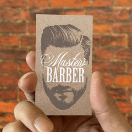 Barbershop Master Barber Rustic Kraft Hair #2 Visitenkarte