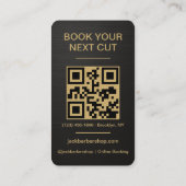 Barbershop Metallic Black Gold Barber Haircut  Visitenkarte (Rückseite)
