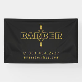 Barbershop moderne Drehbuch Gold Schere schwarz Banner
