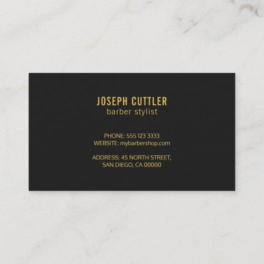 Barbershop moderne Goldschere schwarz Visitenkarte (Rückseite)