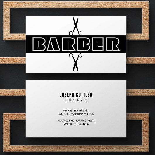 Barbershop Moderne schwarze Typografie Business Ca Visitenkarte
