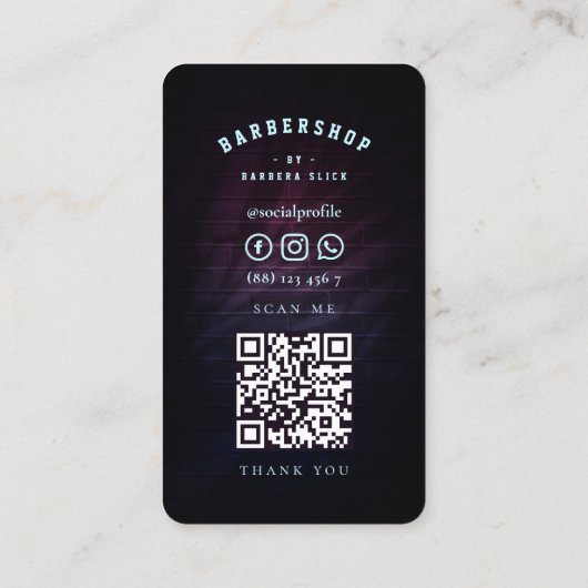 Barbershop Moderner Neon Barber's Pole Barber Visitenkarte (Rückseite)