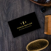 Barbershop Monogram Gold Barber Pole Logo Visitenkarte