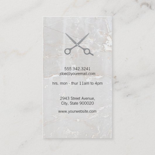 Barbershop Pole | Weißstein | Schere Visitenkarte (Rückseite)