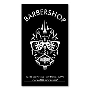 Barbershop Punk calavera magnetische Visitenkarte