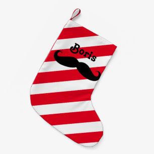 Barbershop Red White Shop Pole Mustache Barbers Kleiner Weihnachtsstrumpf