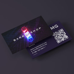 Barbershop Retro Barber Pole Red Blue Glow Visitenkarte