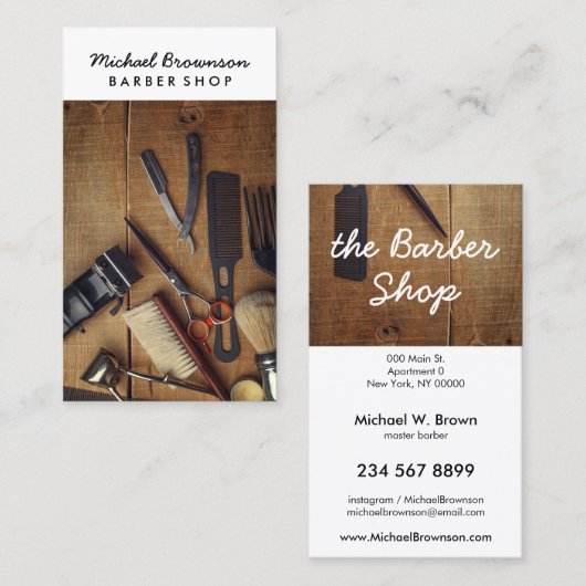 BarberShop Rustikaler Hipster Visitenkarte (Vorne/Hinten)