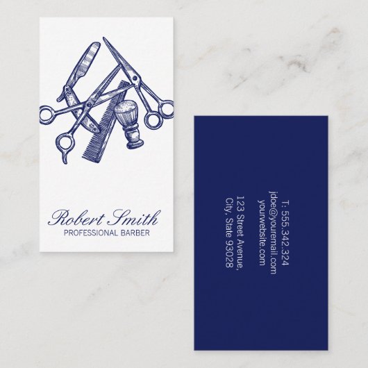Barbershop | Salon Hair Stylist Tools Visitenkarte (Vorne/Hinten)