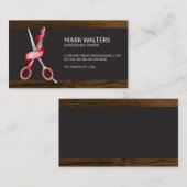 Barbershop-Schere | Barber Pole | Holzschnitt Visitenkarte (Vorne/Hinten)