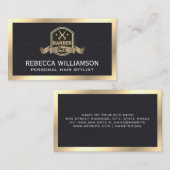 Barbershop-Schere | Leather Gold Trial Visitenkarte (Vorne/Hinten)