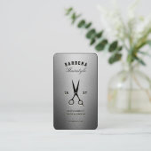 Barbershop Schere Schwarz Silver Moderner Barber Visitenkarte (Stehend Vorderseite)