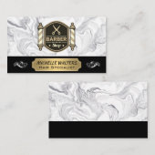 Barbershop Scheren | Barber Pole | Marmor Visitenkarte (Vorne/Hinten)