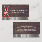 Barbershop Scheren | Holzmetall Visitenkarte (Vorne/Hinten)