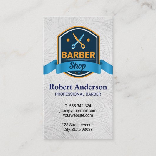 Barbershop | Scissor Ribbon-Abzeichen | Textur Visitenkarte (Vorderseite)