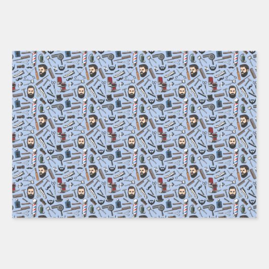 Barbershop Shave Man Haircut Barber Pole Geschenk Geschenkpapier Set (Vorderseite 2)