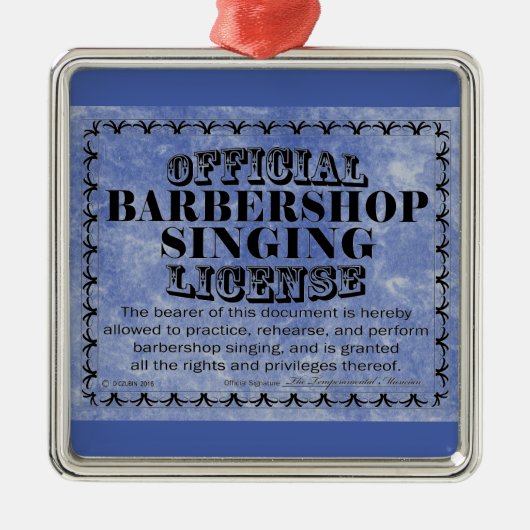 Barbershop Singing License Metal Ornament Aus Metall (Vorne)